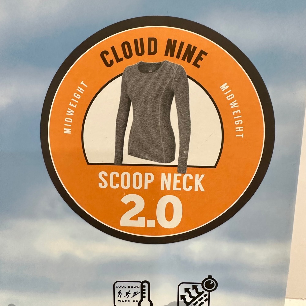 Terramar Womens Cloud Nine 2.0 Midweight‎ Baselayer Scoop Neck Top Gray Large 14 - Picture 2 of 7